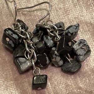 Black and white Agate Dangle Earrings
